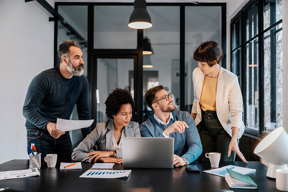 A group of business people in a meeting